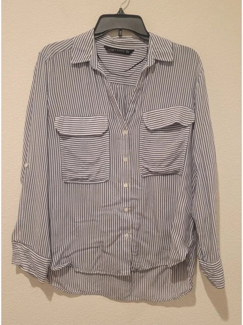 Striped Button-Down Shirt - Blue & White